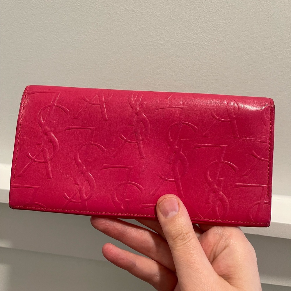 Authentic Vintage YSL Yves Saint Laurent Pink Leather Wallet